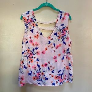 Candies XL Pink Floral Sheer Tank Top